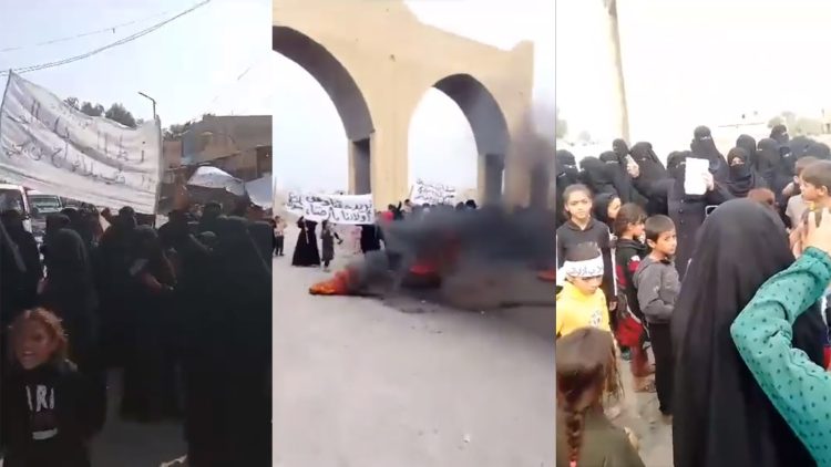 تظاهرات نسائية بريف دير الزور احتجاجاً على جرائم ميليشيات PYD الإرهابية